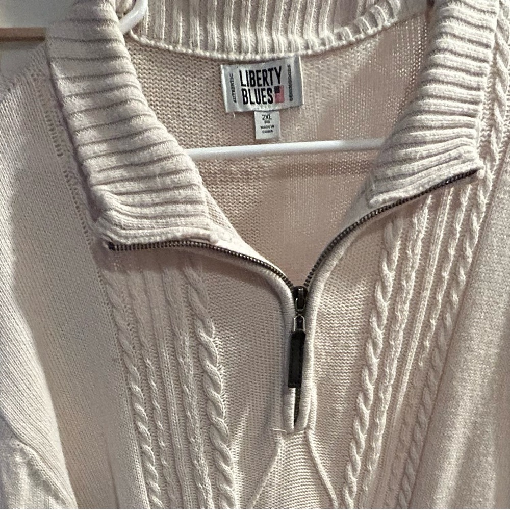 Liberty Blues Men's Cream Turtleneck Sweater